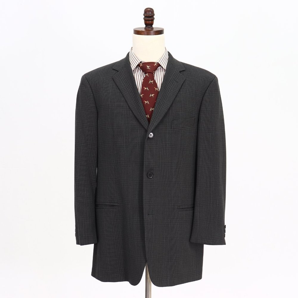 Hugo Boss 44R Green Check 3-Button Sport Coat Blazer Jacket V942